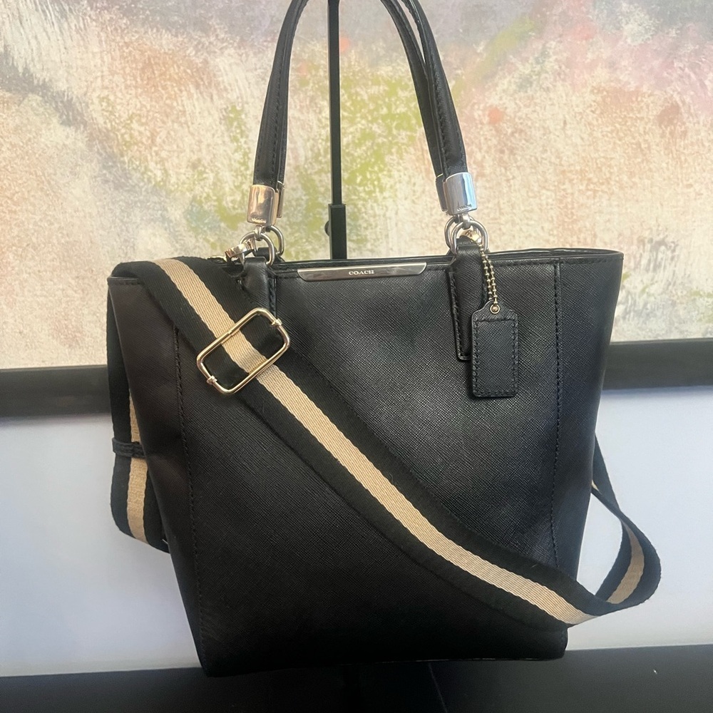 Coach Black Madison Saffiano Leather Mini Tote Bag - Picture 6 of 13